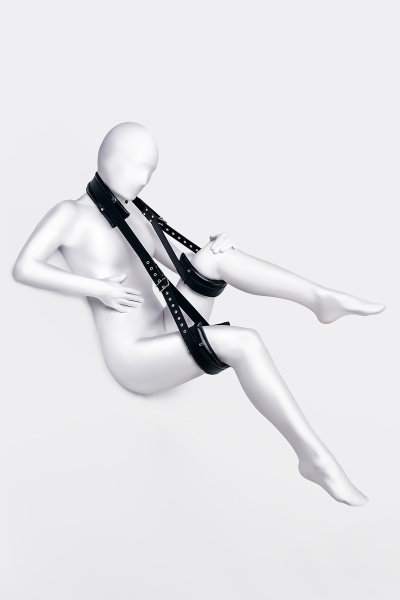 Стропа фиксирующая Anonymo.PU кожа, черная, 145 см