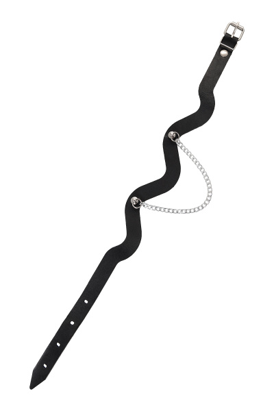 Чокер-волна с цепочкой Pecado BDSM, натуральная кожа, черный