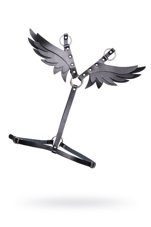 Портупея ""Крылья"" Pecado BDSM, натуральная кожа, черная